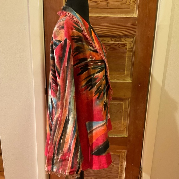 Dilemma organic cotton colorful open front fringe jacket - Picture 4 of 14